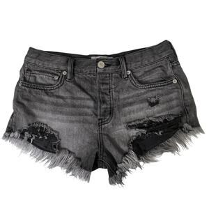 We The Free Distressed Gray Cutoff Jean Shorts Size 24 Button Fly